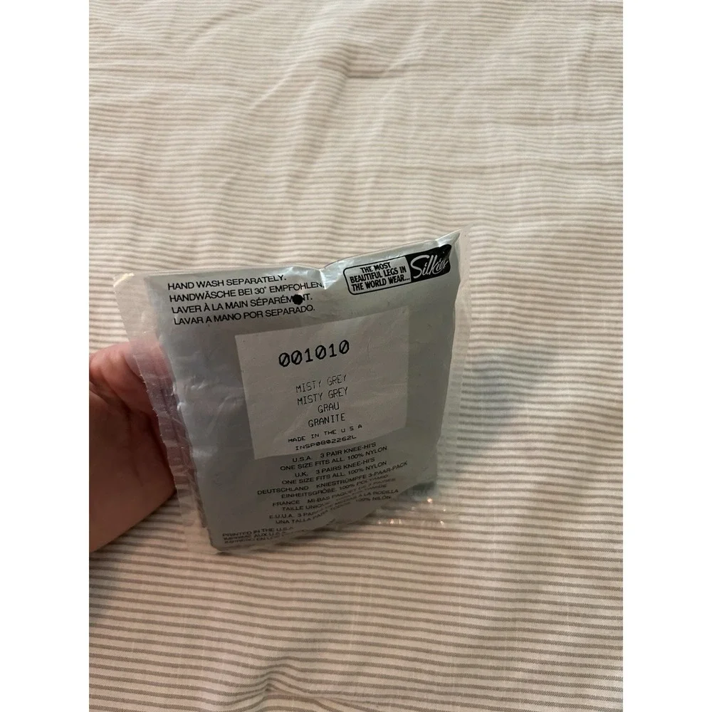 Silkies Knee-Hi's One Size Fits All Misty Grey 3 Pairs 001010 New Sealed Package